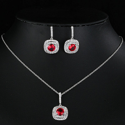 Seturi de colier de cercei de cristal cu zirconiu pătrat de culoare albă de lux pentru femei, la modă, set de bijuterii de nuntă de mireasă