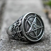 Personalitate retro Diavolul Satana Pentagramă Inel Gotic Punk Minimalist Ștampilă Bijuterii pentru bărbați Accesorii Cadou En-gros