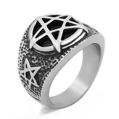 Personalitate retro Diavolul Satana Pentagramă Inel Gotic Punk Minimalist Ștampilă Bijuterii pentru bărbați Accesorii Cadou En-gros