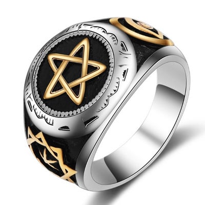 Personalitate retro Diavolul Satana Pentagramă Inel Gotic Punk Minimalist Ștampilă Bijuterii pentru bărbați Accesorii Cadou En-gros