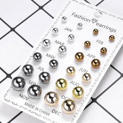 12 pár Small Planet Moon Star fülbevaló szett nőknek Egyszerű geometrikus virág strasszos fülbevaló Divatparti ékszer