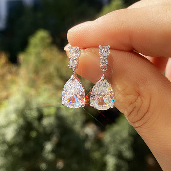 Huitan Gorgeous AAA Cubic Zirconia Water Drop Charm Γυναικείο σκουλαρίκι σταγόνας Γαμήλια κοσμήματα Λευκά/Μωβ σκουλαρίκια υψηλής ποιότητας