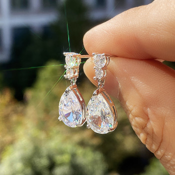 Huitan Gorgeous AAA Cubic Zirconia Water Drop Charm Γυναικείο σκουλαρίκι σταγόνας Γαμήλια κοσμήματα Λευκά/Μωβ σκουλαρίκια υψηλής ποιότητας