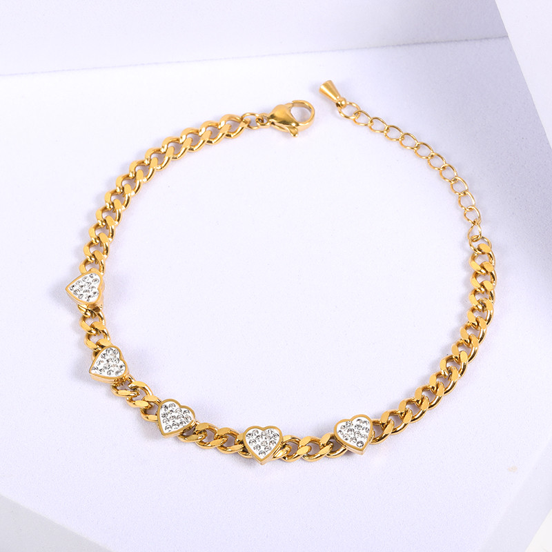 Set de colier clasic cu lanț cubanez din oțel inoxidabil cu zirconiu, cercei cu inimă, pentru femei, choker, aniversare, cuplu, bijuterii, cadouri de nuntă