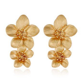 Διπλή στρώση Σκουλαρίκια Λουλούδια για Γυναικεία Γαμήλια Δήλωση Boho Κοσμήματα Dangle Drop Big Earrings Boucle D\'oreille Femme 2022