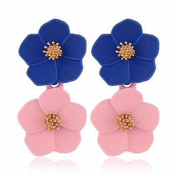 Διπλή στρώση Σκουλαρίκια Λουλούδια για Γυναικεία Γαμήλια Δήλωση Boho Κοσμήματα Dangle Drop Big Earrings Boucle D\'oreille Femme 2022