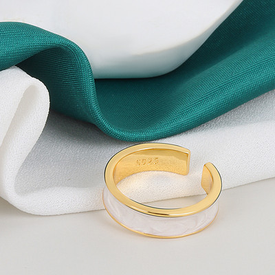 Culoare argintie, geometrie simplă, moda, inele de vânzare fierbinte, un rând, alb, verde, inel pentru femei, pentru petrecere de fete, bijuterii reglabile, cadouri