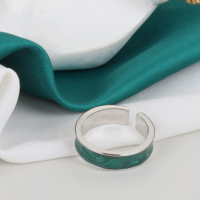 Culoare argintie, geometrie simplă, moda, inele de vânzare fierbinte, un rând, alb, verde, inel pentru femei, pentru petrecere de fete, bijuterii reglabile, cadouri