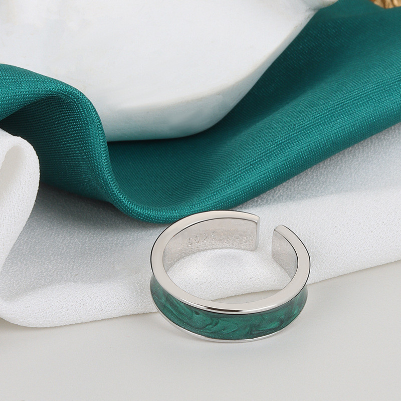 Culoare argintie, geometrie simplă, moda, inele de vânzare fierbinte, un rând, alb, verde, inel pentru femei, pentru petrecere de fete, bijuterii reglabile, cadouri
