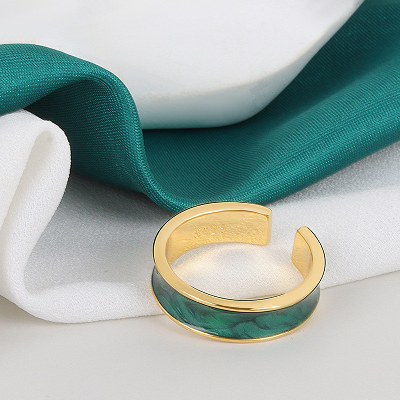 Culoare argintie, geometrie simplă, moda, inele de vânzare fierbinte, un rând, alb, verde, inel pentru femei, pentru petrecere de fete, bijuterii reglabile, cadouri
