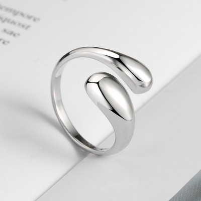 LIVVY Strieborný farebný otvorený prsteň s hladkým výstrihom, nastaviteľný osobný prsteň, jemné šperky pre ženy, párty doplnky, trend 2021