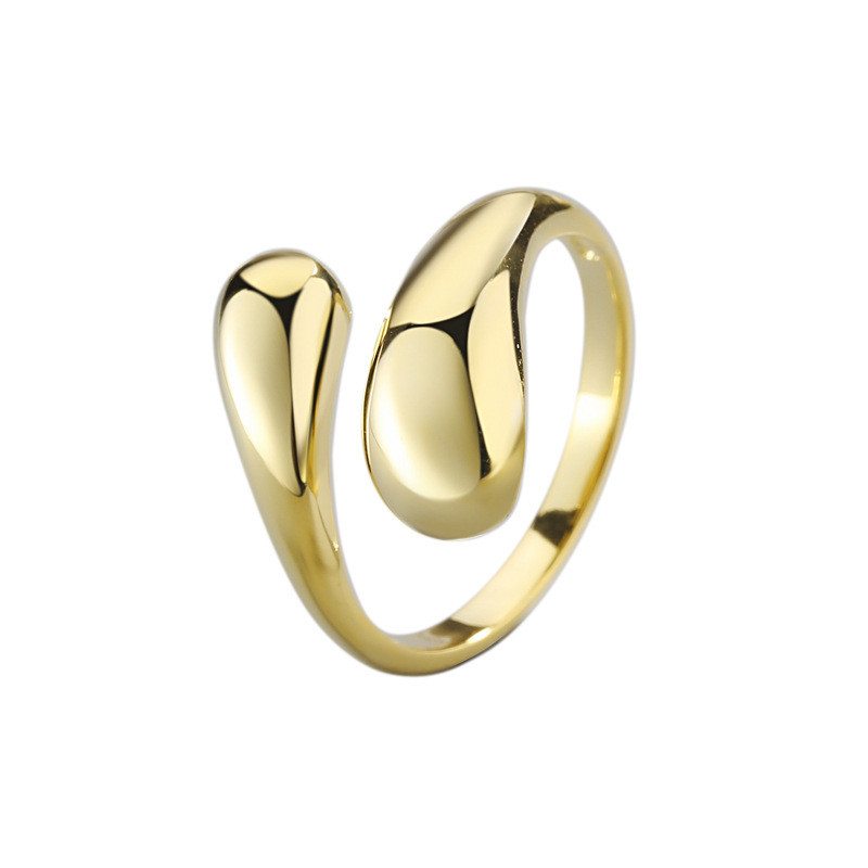 LIVVY ezüst színű nyitott gyűrű, sima csepp egyéniség, állítható gyűrűs finom ékszer női parti kiegészítők 2021 trend