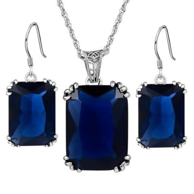 Луксозен дизайн Цветен комплект бижута с циркон Опаковка Колие Обеци Пръстен Бижута Изящни булчински годежни аксесоари Любовен подарък