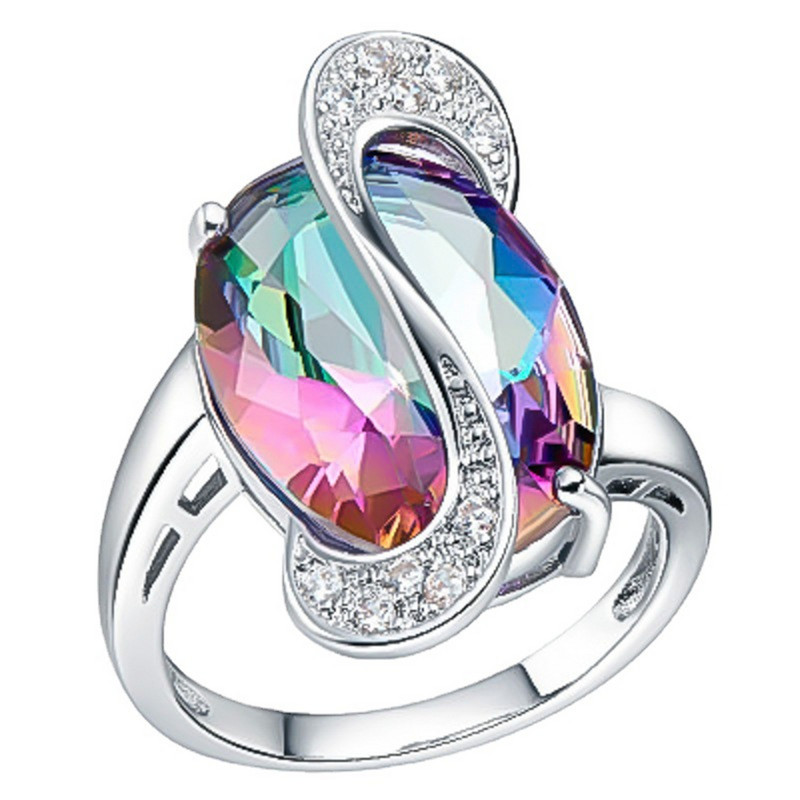 Луксозен дизайн Цветен комплект бижута с циркон Опаковка Колие Обеци Пръстен Бижута Изящни булчински годежни аксесоари Любовен подарък