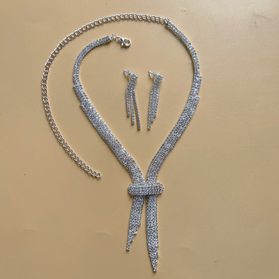 Luxusný kamienkový strapec s dlhým príveskom, plný krištáľový náhrdelník, náušnice, sada, elegantná móda, svadobné šperky, darček k narodeninám