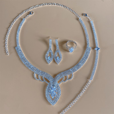 Luxusný kamienkový strapec s dlhým príveskom, plný krištáľový náhrdelník, náušnice, sada, elegantná móda, svadobné šperky, darček k narodeninám