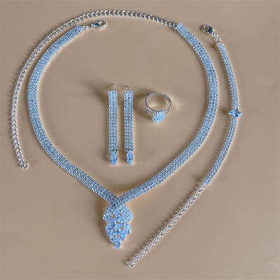 Luxusný kamienkový strapec s dlhým príveskom, plný krištáľový náhrdelník, náušnice, sada, elegantná móda, svadobné šperky, darček k narodeninám