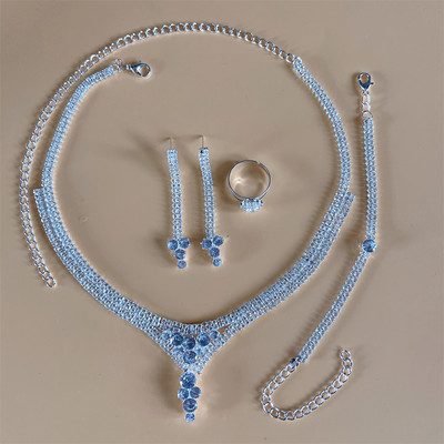 Luxusný kamienkový strapec s dlhým príveskom, plný krištáľový náhrdelník, náušnice, sada, elegantná móda, svadobné šperky, darček k narodeninám