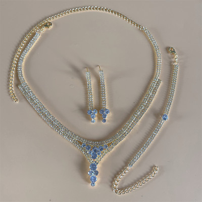 Luxusný kamienkový strapec s dlhým príveskom, plný krištáľový náhrdelník, náušnice, sada, elegantná móda, svadobné šperky, darček k narodeninám