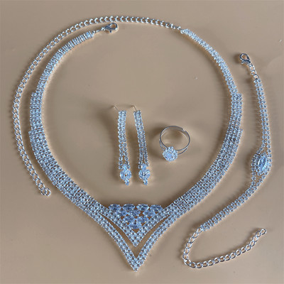 Luxusný kamienkový strapec s dlhým príveskom, plný krištáľový náhrdelník, náušnice, sada, elegantná móda, svadobné šperky, darček k narodeninám