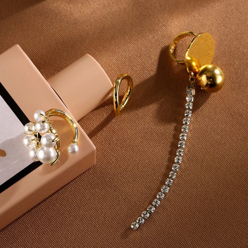 Moda кольца Inele mari geometrice pavate cu perle pentru femei 2021 noi bijuterii Declarație de personalitate Inel deschis Bijoux ajustabil