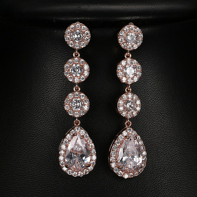 Μινιμαλισμός Δάκρυ Στρογγυλά Σκουλαρίκια Ζιργκόν Μακριά Κρεμαστά Γυναικεία 2021 Γαμήλια κοσμήματα Νυφικά σκουλαρίκια Δήλωση