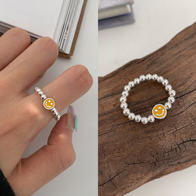 Szivárványos mosolygós gyűrűk nőknek rozsdamentes acél zománc gyűrű új koreai divat pár esztétikus esküvői ékszer ajándék anillos