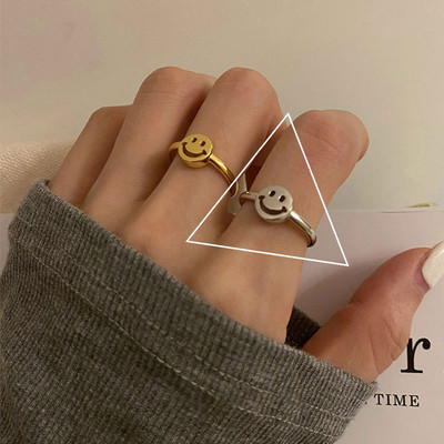 Szivárványos mosolygós gyűrűk nőknek rozsdamentes acél zománc gyűrű új koreai divat pár esztétikus esküvői ékszer ajándék anillos