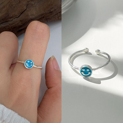 Szivárványos mosolygós gyűrűk nőknek rozsdamentes acél zománc gyűrű új koreai divat pár esztétikus esküvői ékszer ajándék anillos