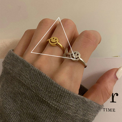 Szivárványos mosolygós gyűrűk nőknek rozsdamentes acél zománc gyűrű új koreai divat pár esztétikus esküvői ékszer ajándék anillos