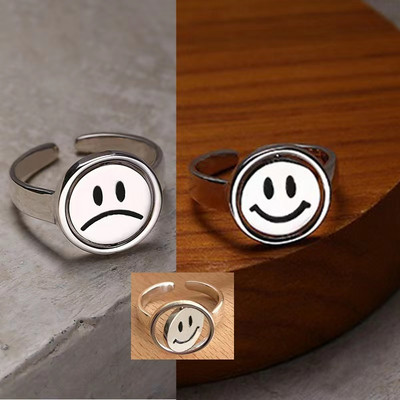 Szivárványos mosolygós gyűrűk nőknek rozsdamentes acél zománc gyűrű új koreai divat pár esztétikus esküvői ékszer ajándék anillos