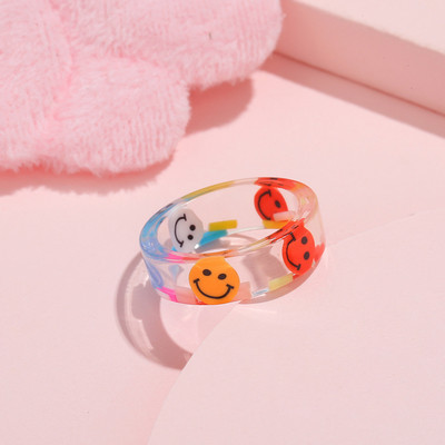 Szivárványos mosolygós gyűrűk nőknek rozsdamentes acél zománc gyűrű új koreai divat pár esztétikus esküvői ékszer ajándék anillos