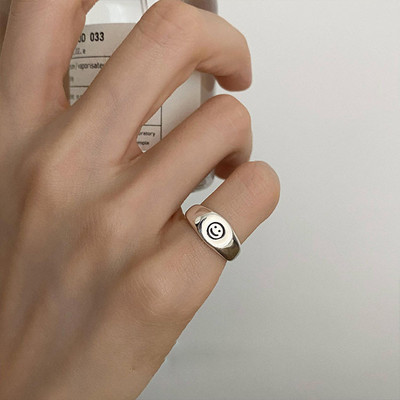 Szivárványos mosolygós gyűrűk nőknek rozsdamentes acél zománc gyűrű új koreai divat pár esztétikus esküvői ékszer ajándék anillos