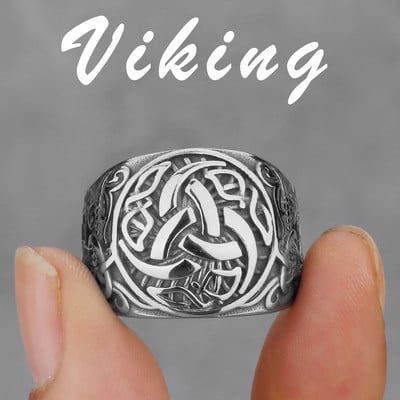 Viking nordic busolă din oțel inoxidabil inel cu rune norvegiene viking toate tipurile de bărbați și femei inel cu lup rune bijuterii cu ridicata