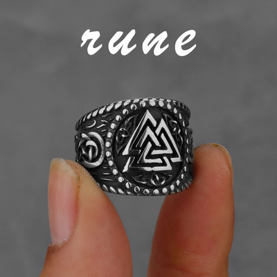 Viking nordic busolă din oțel inoxidabil inel cu rune norvegiene viking toate tipurile de bărbați și femei inel cu lup rune bijuterii cu ridicata
