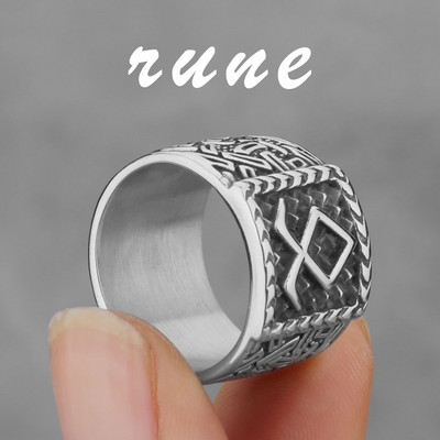 Viking nordic busolă din oțel inoxidabil inel cu rune norvegiene viking toate tipurile de bărbați și femei inel cu lup rune bijuterii cu ridicata