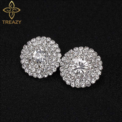 TREAZY ezüst színű strassz szögletes/kerek/szív fülbevaló női divat esküvői szalagavató ékszer Ajándékok Femme Brincos