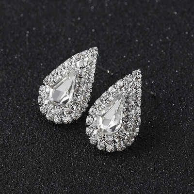 TREAZY ezüst színű strassz szögletes/kerek/szív fülbevaló női divat esküvői szalagavató ékszer Ajándékok Femme Brincos