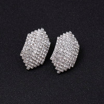 TREAZY ezüst színű strassz szögletes/kerek/szív fülbevaló női divat esküvői szalagavató ékszer Ajándékok Femme Brincos