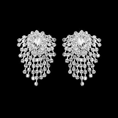 TREAZY ezüst színű strassz szögletes/kerek/szív fülbevaló női divat esküvői szalagavató ékszer Ajándékok Femme Brincos