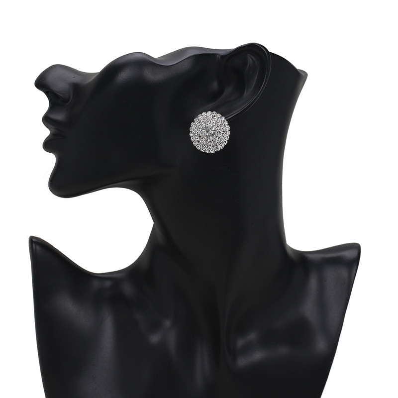 TREAZY ezüst színű strassz szögletes/kerek/szív fülbevaló női divat esküvői szalagavató ékszer Ajándékok Femme Brincos