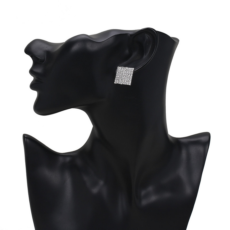 TREAZY ezüst színű strassz szögletes/kerek/szív fülbevaló női divat esküvői szalagavató ékszer Ajándékok Femme Brincos