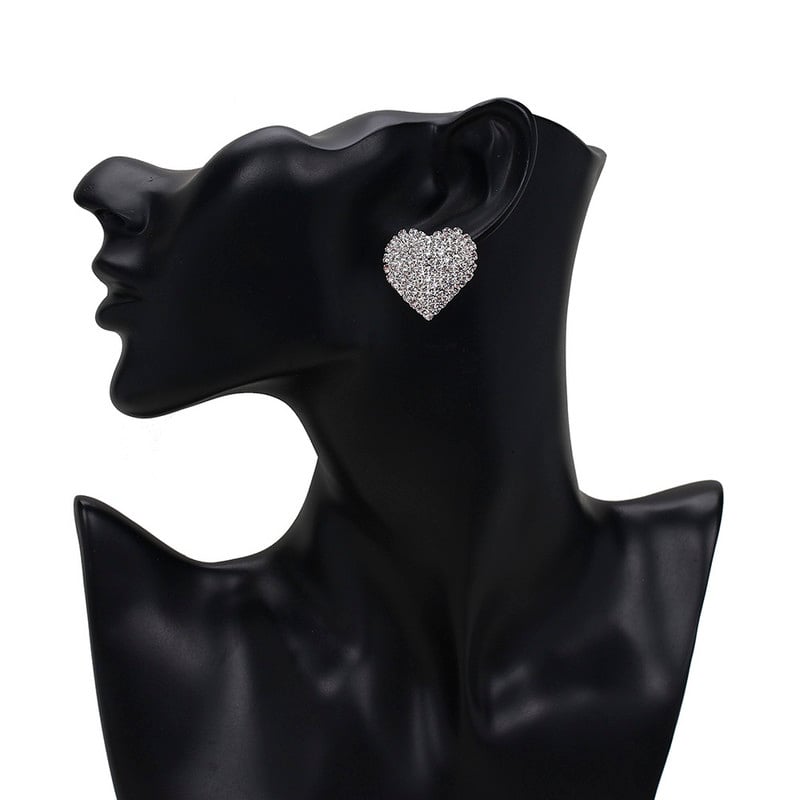 TREAZY ezüst színű strassz szögletes/kerek/szív fülbevaló női divat esküvői szalagavató ékszer Ajándékok Femme Brincos