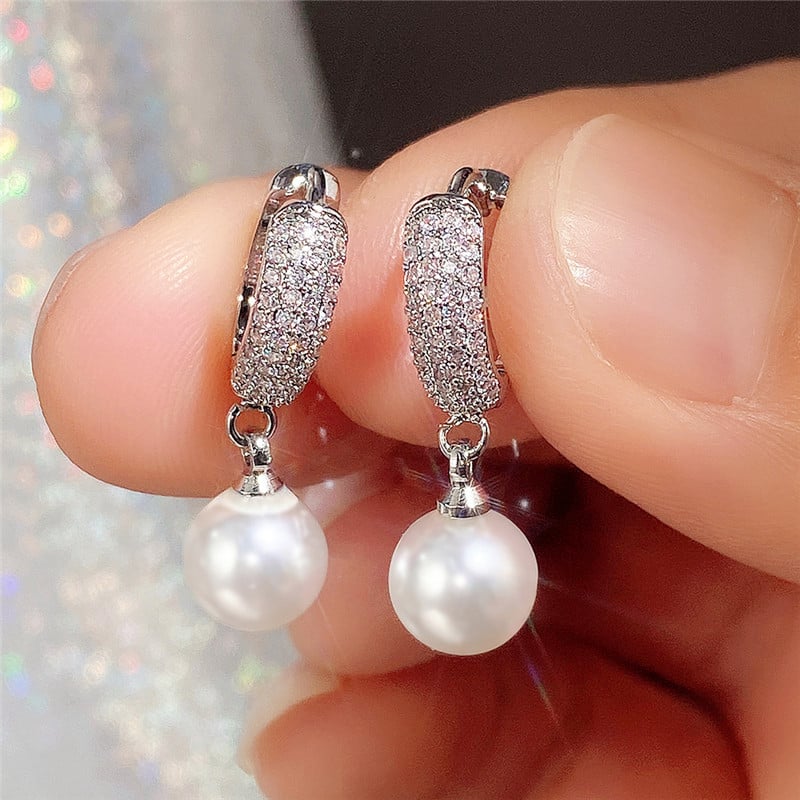 Cercei cu perle simulate eleganti Temperament Huitan pentru femei Design simplu și elegant Accesorii delicate Bijuterii de modă