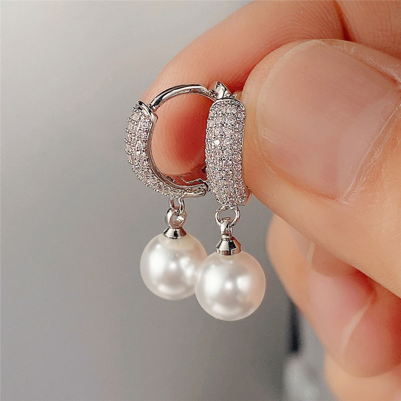 Cercei cu perle simulate eleganti Temperament Huitan pentru femei Design simplu și elegant Accesorii delicate Bijuterii de modă