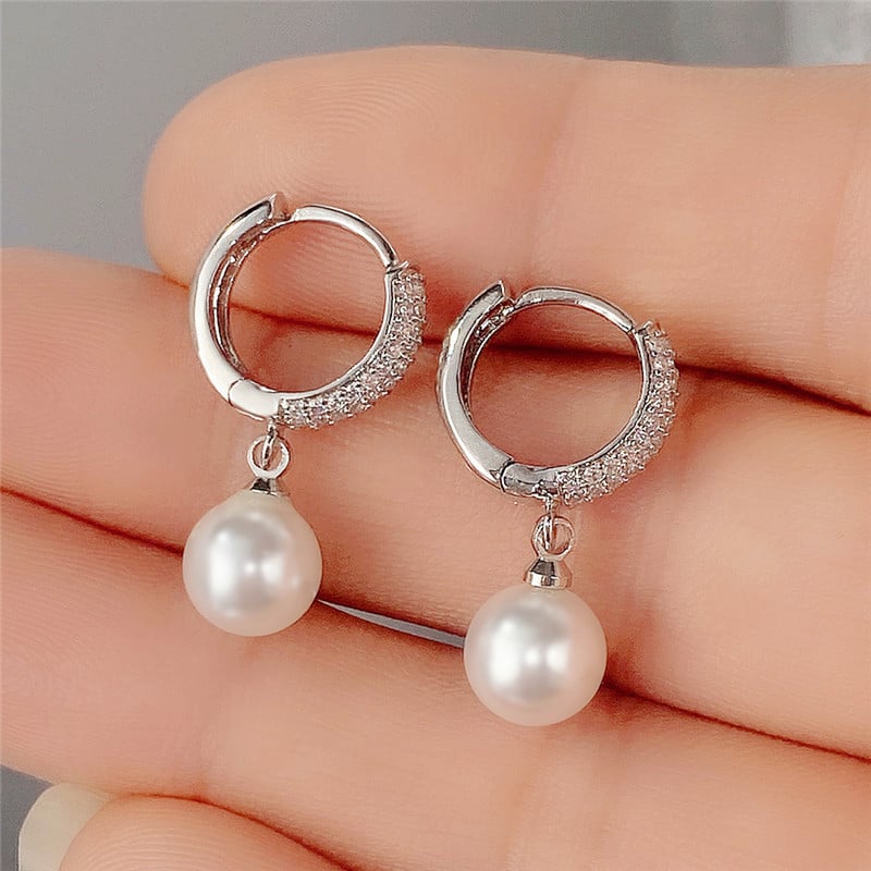Cercei cu perle simulate eleganti Temperament Huitan pentru femei Design simplu și elegant Accesorii delicate Bijuterii de modă