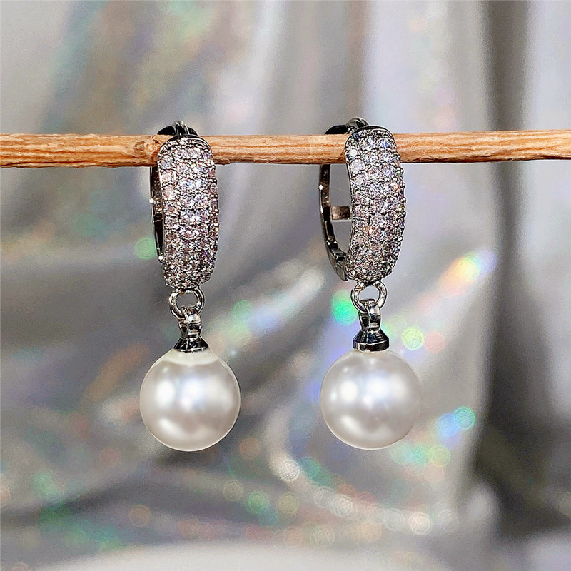Cercei cu perle simulate eleganti Temperament Huitan pentru femei Design simplu și elegant Accesorii delicate Bijuterii de modă