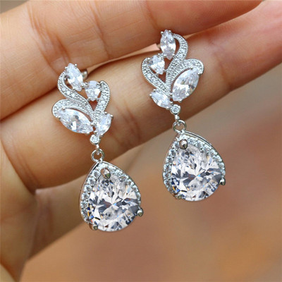 Huitan Vintage zelené CZ visiace náušnice na párty romantické dámske doplnky narodeninový darček vysoko kvalitné luxusné šperky vo veľkom balení