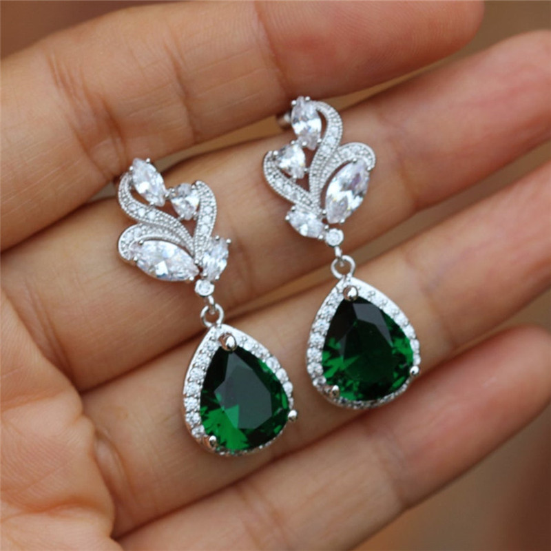 Huitan Cercei cu CZ verde vintage pentru petrecere Accesorii romantice pentru femei Cadou de aniversare Bijuterii de lux de înaltă calitate în vrac