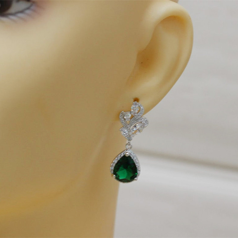 Huitan Cercei cu CZ verde vintage pentru petrecere Accesorii romantice pentru femei Cadou de aniversare Bijuterii de lux de înaltă calitate în vrac
